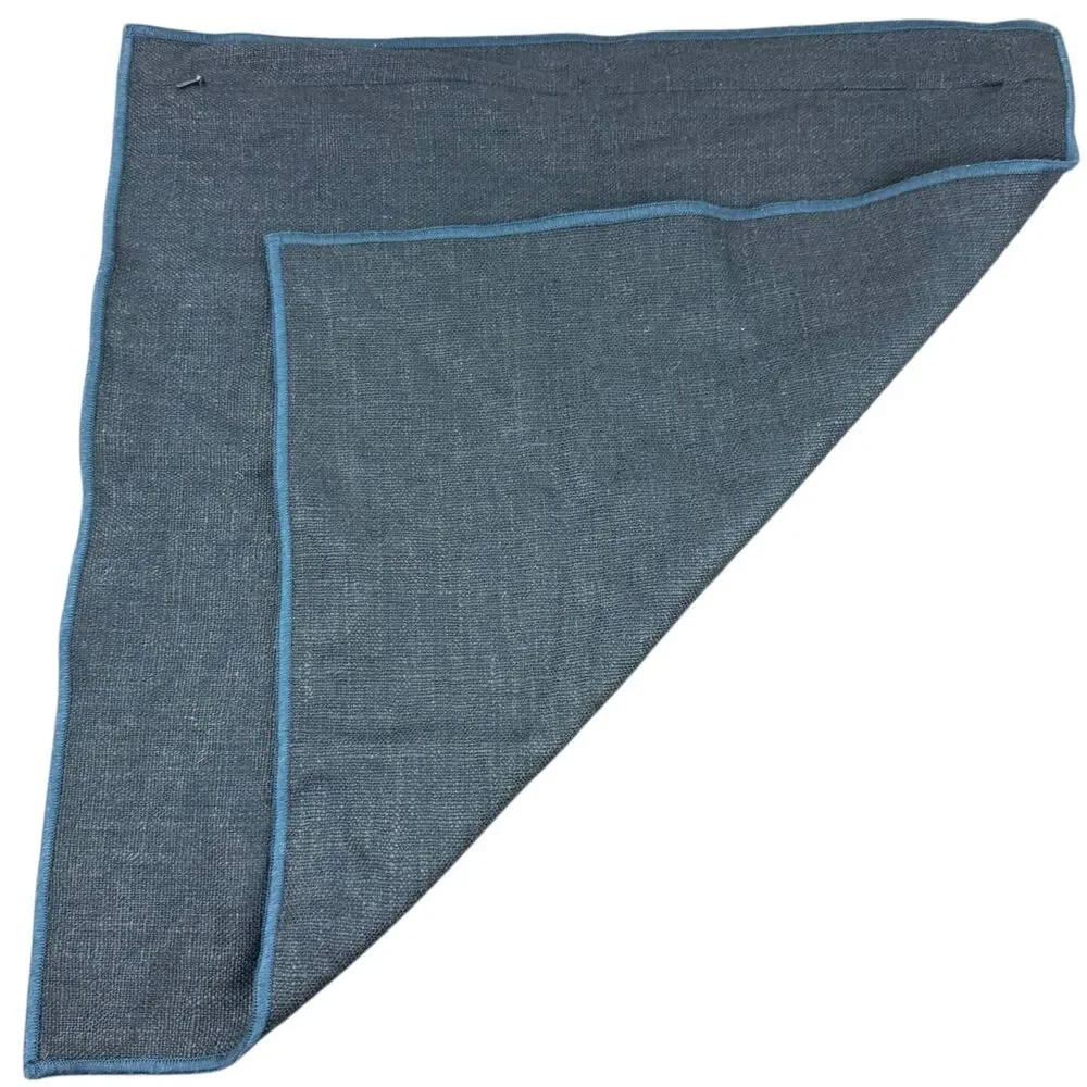 West Elm Classic Linen Navy Square Pillow Cover Viscose Blend 20x20 Machine Wash